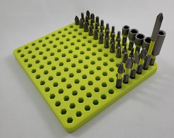 Organizador de brocas hexagonales / 144 ranuras / Portabrocas para caja de herramientas / Almacenamiento para brocas y brocas hexagonales / Organización del garaje / Regalo para papá