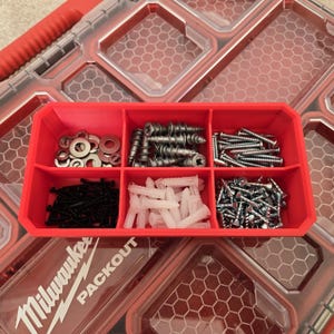 Milwaukee PACKOUT Long Bin | 6 Slots | For Low-Profile Organizers | Gift For Him | Style 10