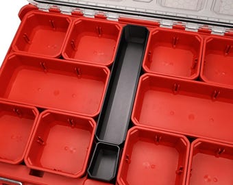 Milwaukee Low-Profile Packout Center Bin Set (Style 1 – 2 Bins) | Small Parts Storage Organizer | Packout Mods & Accessories