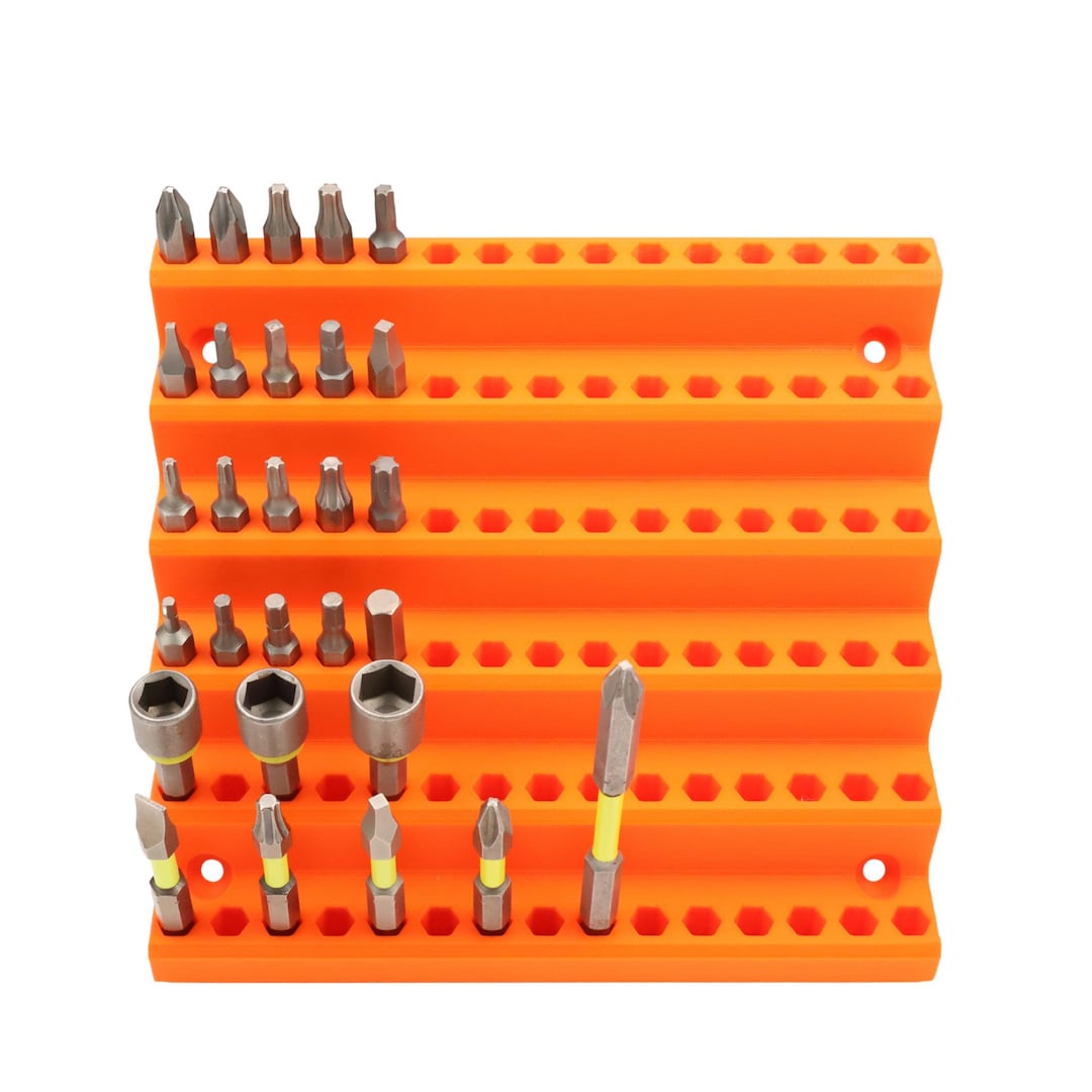 Work Bit Storage Wall Mounted Hex Bit Holder | Drill Bit Organizer Rack for 90 Bits ...