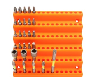 Wall Mounted Hex Bit Holder | Drill Bit Organizer Rack for 90 Bits | Woodshop Storage & Bench Organization | Maker Gift