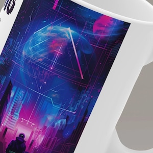 Futuristic Cityscape Coffee Mug, 11oz Ceramic Mug, Cosmic Java Juice Cup, Unique Skyline Gift, Sci-fi Enthusiast, Astronomy and Sci-Fi Gift