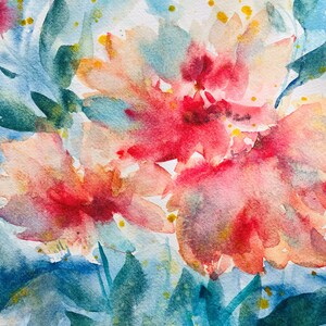 The &quot;Spring Blush&quot; 8x10  Giclee watercolor print soft peach and pink flowers inspired by Spring