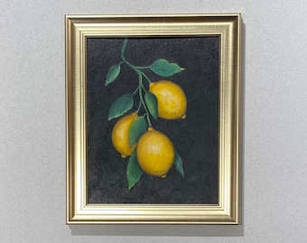 Konsttryck av citronkvist - oramat tryck - oljetryck stilleben original - citronkvistmålning tryck - citronkonsttryck - fruktkonsttryck