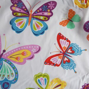 Butterfly Cotton Fabric: Multicolor Print, White Background - Sewing & Crafting