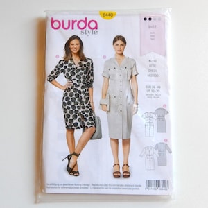 Patrón de costura de vestido Burda 6440: Vestido informal de lino y algodón (tallas 10-20)