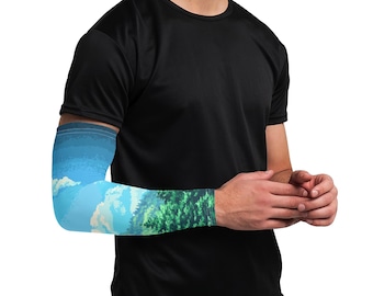 Neduz Pixel Mountain Vista Unisex Cooling Arm Sleeves - UV Protection -  for Sports & Outdoors