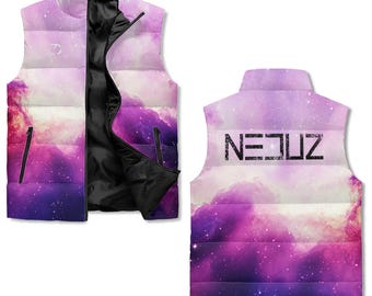Neduz Unisex Lightweight All Over Printing Stand Collar Zip Up Puffer Vest