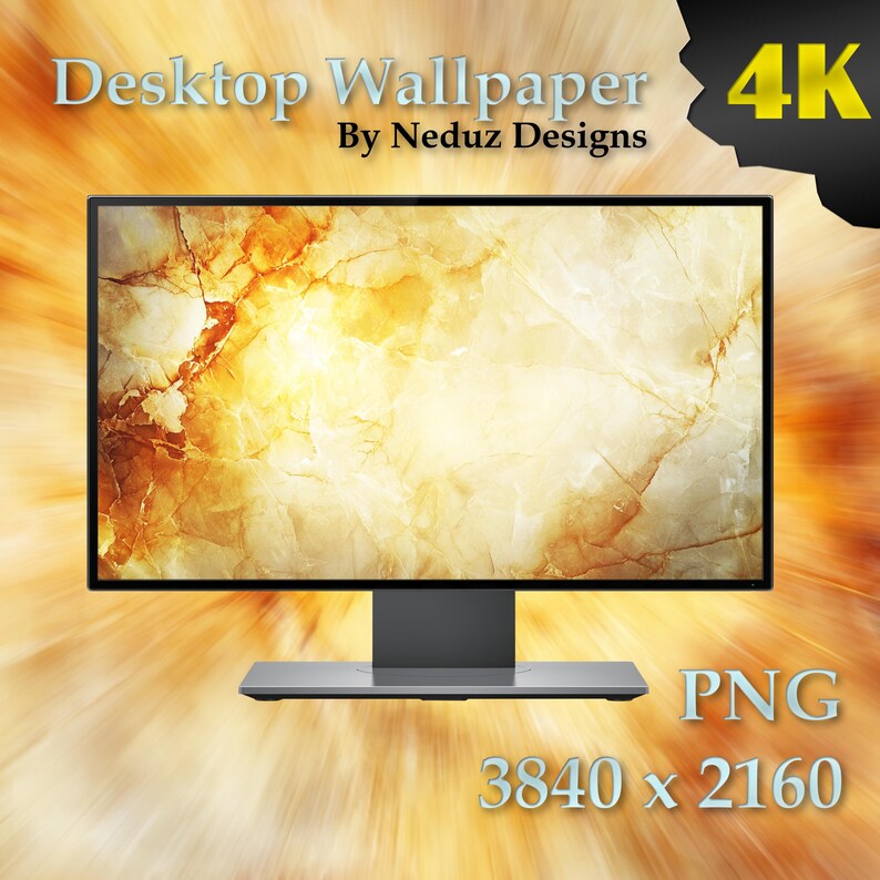 Golden Amber Abstract 4K Desktop Wallpaper - Neduz Designs (PNG) - Etsy