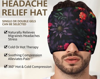 Neduz Designs Artified Floral Polyester Ice Head Wrap - Migraine and Headache Relief