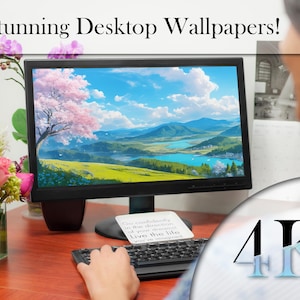 Anime Landscape 4K Wallpapers: Sunny Day AI-Generated Scenes (PNG Digital Download)