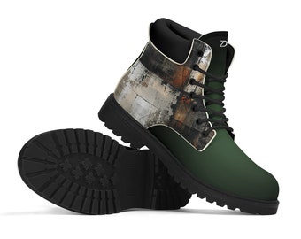 Neduz Rugged Terrain Mid-Calf Leather Boots - Unisex All-Season Eco-Friendly Footwear
