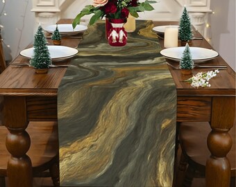 Neduz Marble Polyester Table Runner