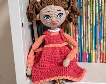 Bambola fatta a mano all'uncinetto / Bambola da interno da 36 cm / Giocattolo tessile amigurumi / Regalo per bambina