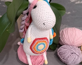 Handmade Crochet Unicorn Plush: Amigurumi Stuffed Animal Gift