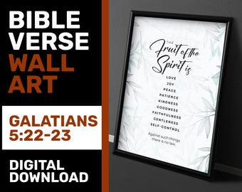 Bible Verse Wall Art - Galatians 5:22-23 - DIGITAL PRINT - Scripture Print - Fruit of the Spirit - Christian Art