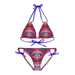Conjunto de biquíni com tiras Eye of Horus (AOP)
