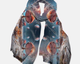 Cosmic Dream Psychedelic Scarf: A trippy design that teleports to outer space mushroom magic escape