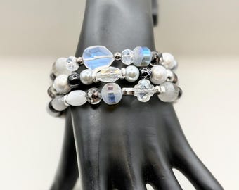 Glow in the Dark Memory Wire Bracelet, Reflective Y2K Stackable Jewelry