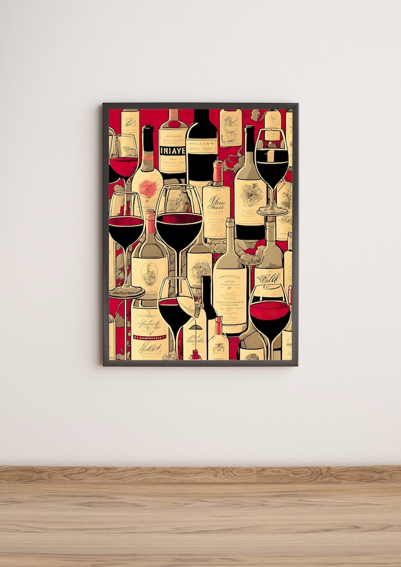 Vintage Wine Poster Printable Wine Artwork Wine Wall Decor Etsy
