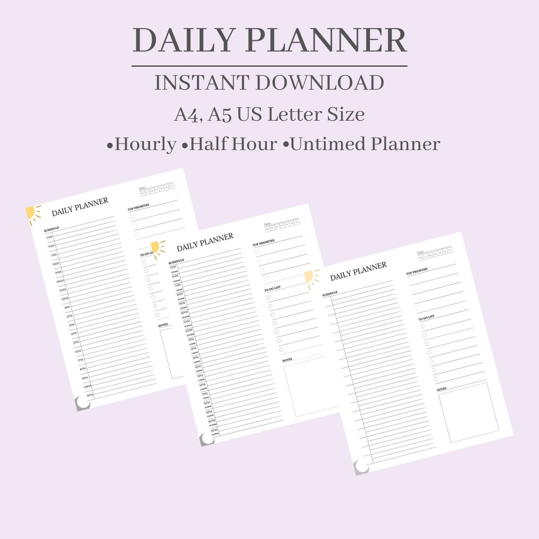 Daily Planner Printable | Daily to Do List for Work/home Productivity ...