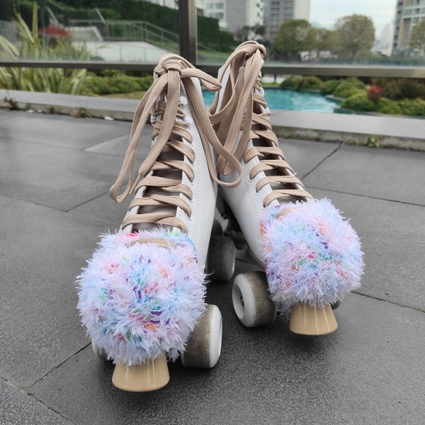 Handmade Quad Skates Crochet Colored Toe Puff ,Accessories for Toe Stop,Toe Colored Covers,toe guards,White and mixed colored Skate Covers
