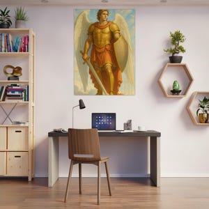 Ritratto di angelo guerriero - Stampa artistica con colori vivaci - Poster artistico ecologico