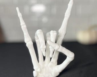 3D Printed Rock On Skeleton Hand: Gothic Halloween Decor