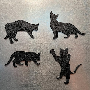 Imanes de silueta de gato negro: acabado brillante, juego de 4