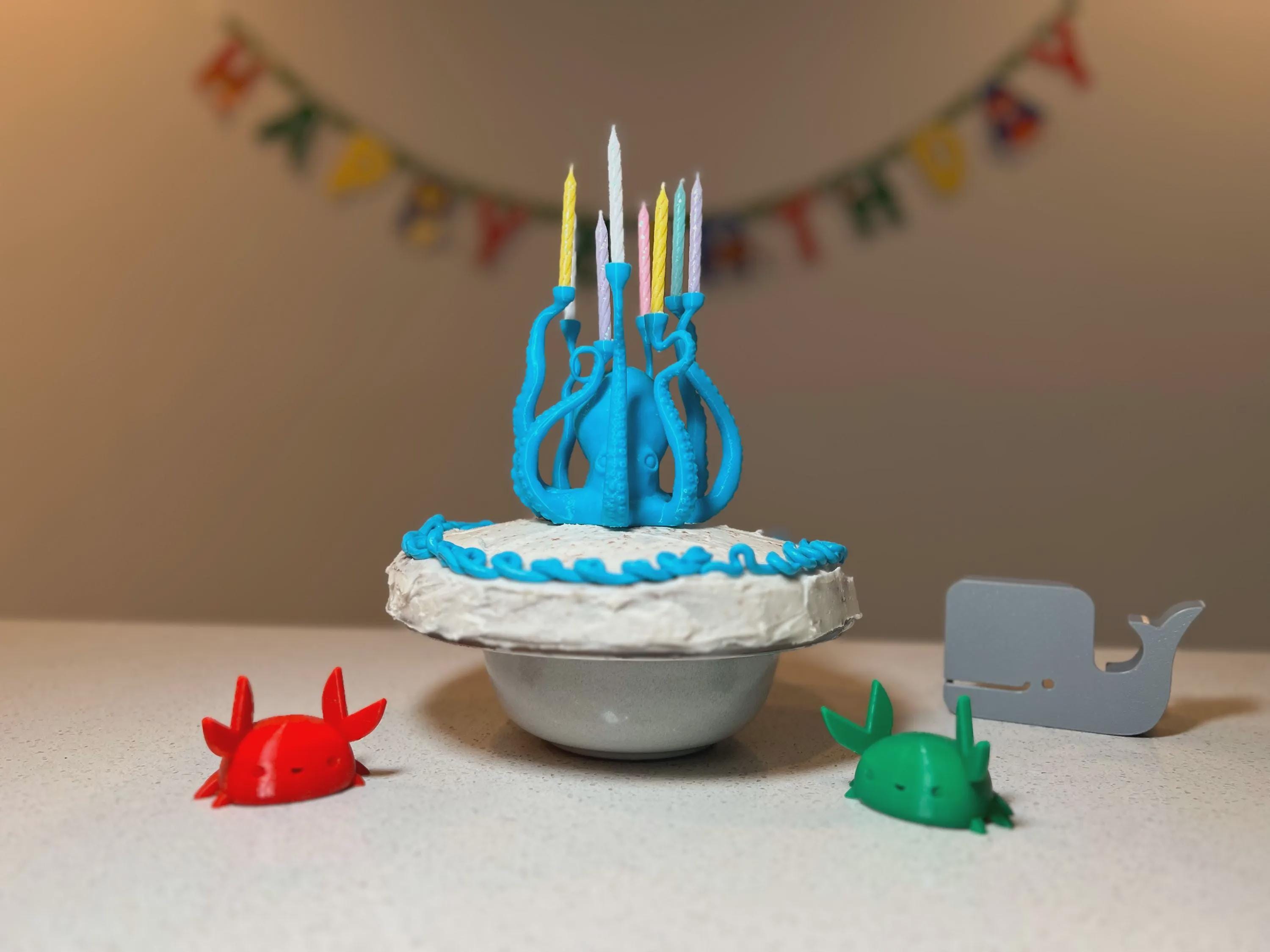 3D Printed Octopus Cake Topper: Ocean Theme Birthday Party Decoration ...