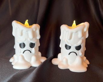 3D Printed Halloween Candle Set: Spooky Moody Faces