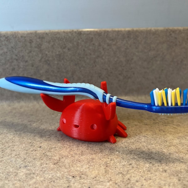 3D Printed Crab Toothbrush Holder - Adorable Bathroom Accessory - Ocean Themed Home Decor