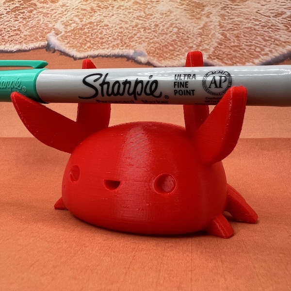 3D Printed Crab Pen Holder - Adorable Desk Organizer - Unique Stationery Accessory - Ocean Themed Home Office Decor