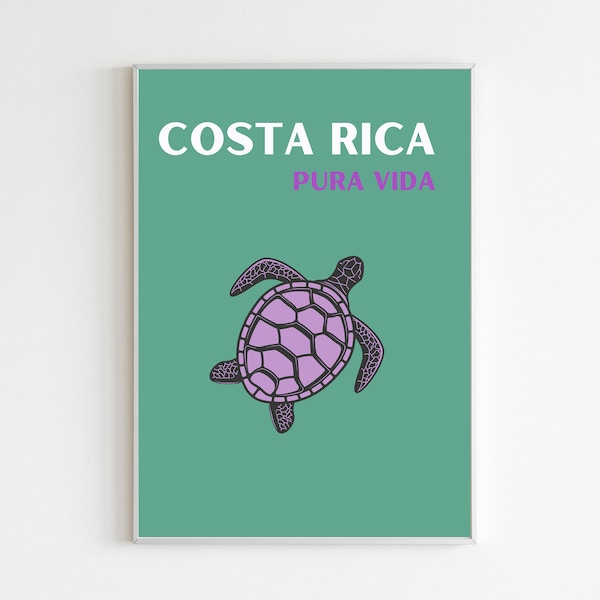 Costa Rica, pure vida - unique poster, wall decor, travel memories, customized, download