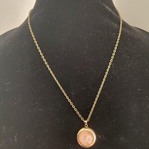 Rose Quartz Button Locket Necklace