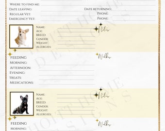 Modern Pet Sitter Information Template - Two Pets