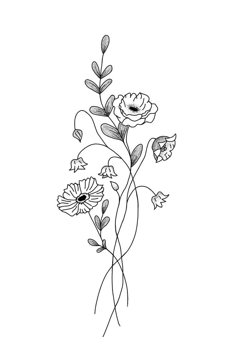 Wildflower Tattoo Design image 1