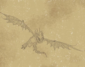 Stormfly Skizze, HTTYD druckbare Grafik, Astrid Grafik