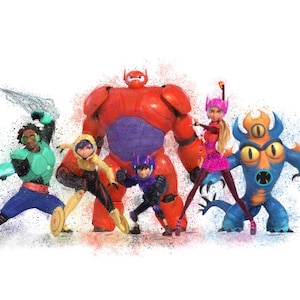 Big Hero Six Painting, Baymax Painting, Baymax and Hiro Digital Painting, Big Hero Six Painting, Big Hero Six Watercolor