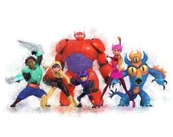 Big Hero Six Painting, Baymax Painting, Baymax and Hiro Digital Painting, Big Hero Six Painting, Big Hero Six Watercolor
