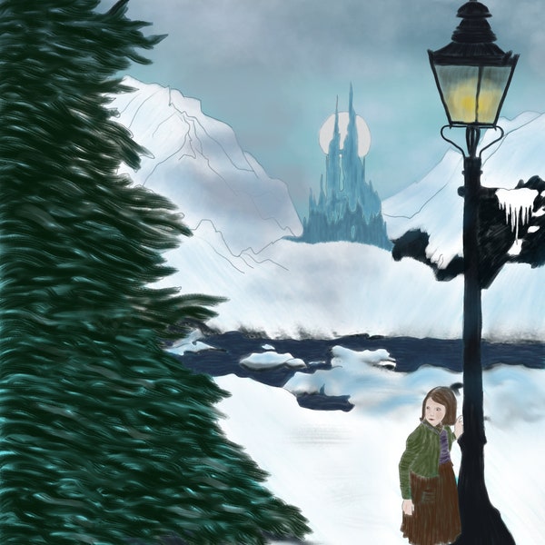 Narnia Painting, Lucy at the Lamp Post, Narnian Artwork, Narnia Printable Download