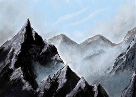 Mountains Digital Download, Printable Artwork, Misty Mountains Artwork, The Hobbit Artwork