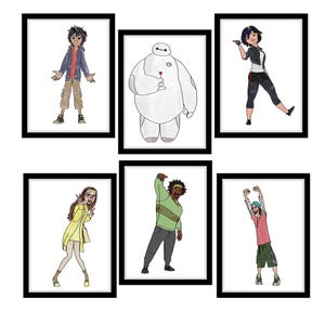 Big Hero Six Painting Series, Baymax Painting, Baymax and Hiro Digital Painting, Big Hero Six Watercolor, Big Hero Six Decor