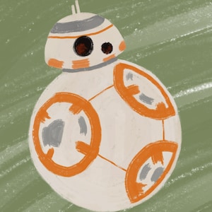 BB8 Digital Painting, Star Wars Artwork, Printable Star Wars Digital Artwork