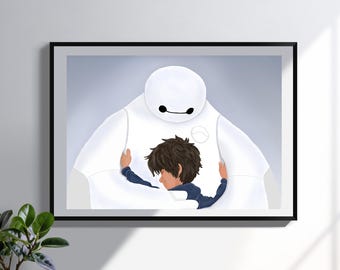 Baymax Painting, Baymax and Hiro Digital Painting, Big Hero Six Painting