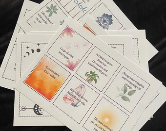 60 carte di affermazione positiva da scaricare. Dimensioni 11x8,5. Cambia i tuoi pensieri, cambia la tua vita.