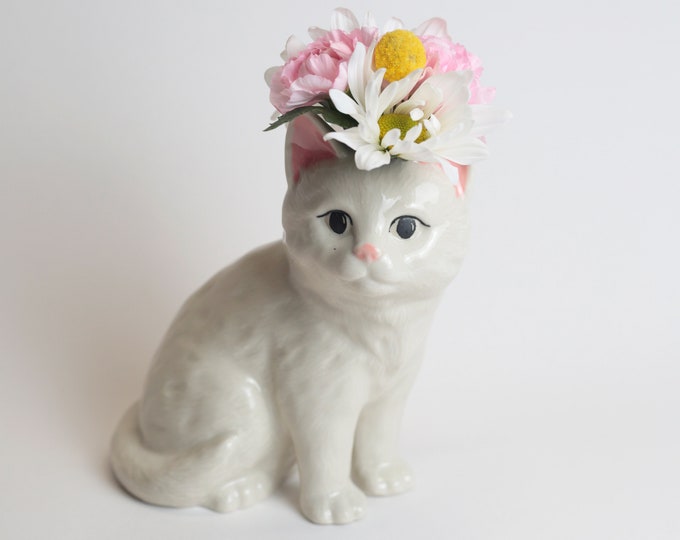 White Cat Vase