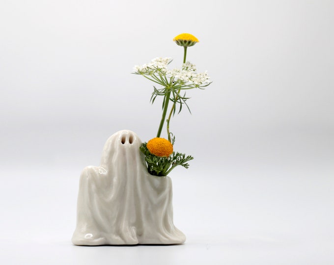 Miniature Ghost Bud Vase - White