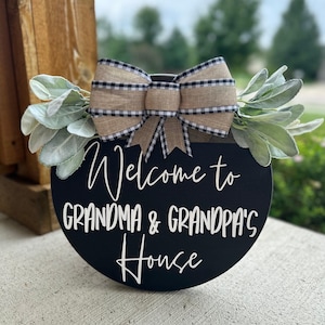 Welcome to Nana and Papa&#39;s House Sign: Handcrafted Wood Grandparents Decor