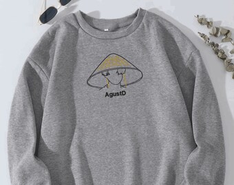 BTS Agust D Embroidered Sweatshirt, Suga Sweatshirt, Kpop Crewneck, Kpop Apparel, Kpop Merch